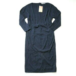 MM.LaFleur Oak Dress Pleat Jersey Aegean Blue XS New York Lined Boat Neck NEW